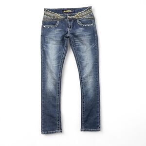 Angels Jeans Women’s S Blue Cotton Blend Skinny Embellished Denim